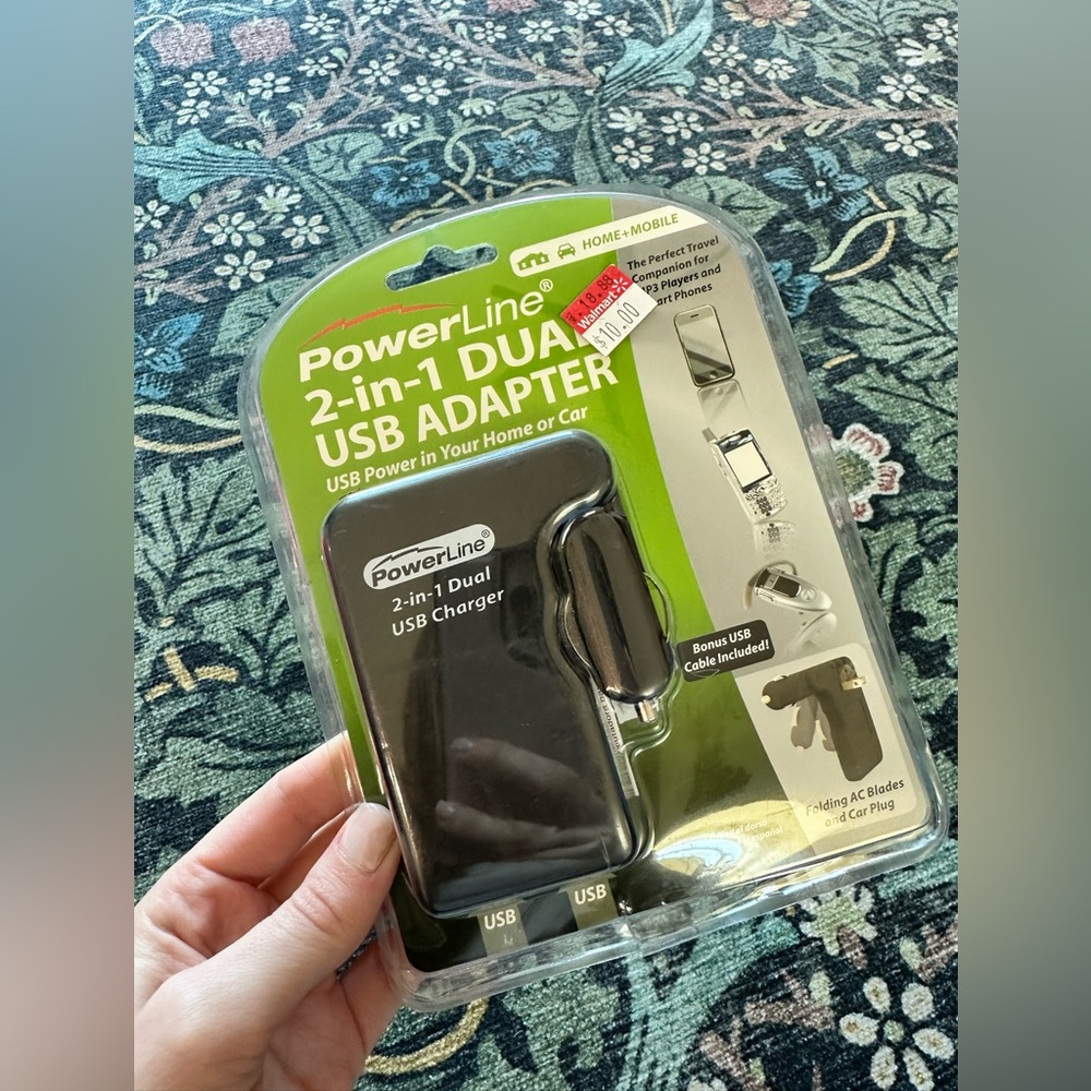 Black 2-in-1 Dual USB Adapter